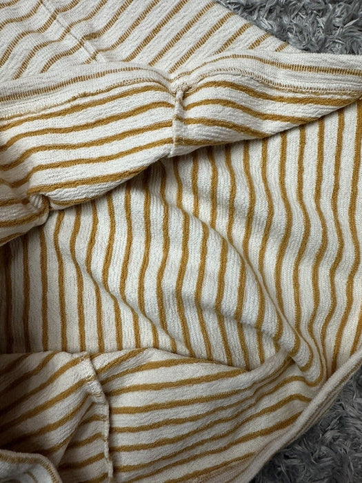 Women's Chaps Striped Drawstring Kangaroo Pocket Long Sleeve  Hoodie Sz M golden