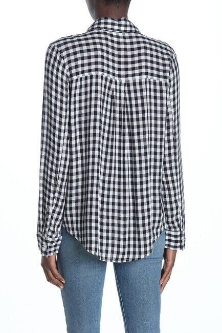 Abound Weekend Tie Front Black Annet Checked Light Shirt Size XXS