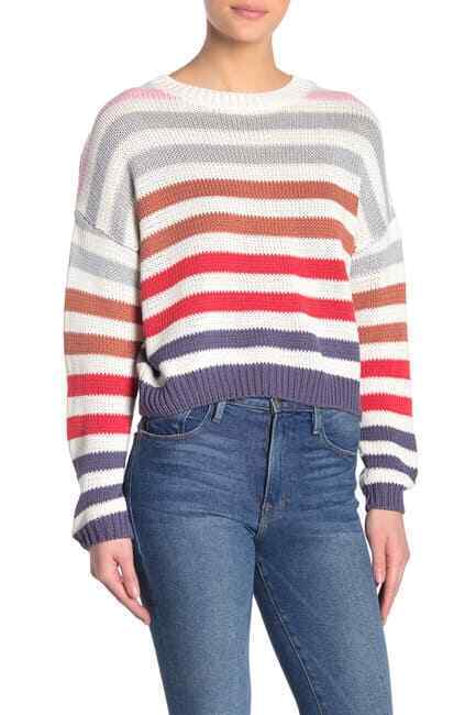 John + Jenn Women's  women's Striped Rib Knit Sweater size L