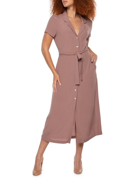 Dex Maxi Shirt Dress In Light Brown Taupe Size XS $79