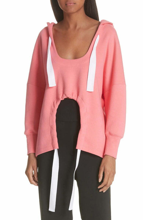 Ji Oh Women's Cutout Hem Hoodie Pullover Sweatshirt In Pink Size XXS $379