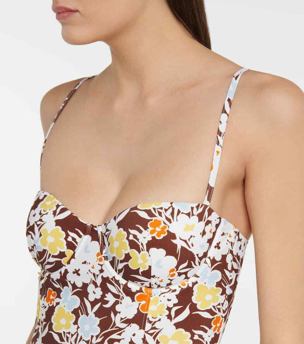 Tory Burch Reverie Printed Underwire One-Piece Swimsuit Floral Size S