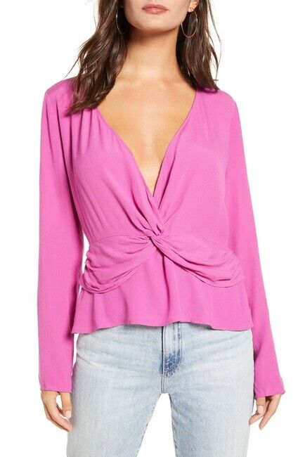 Leith Knot Peplum Top In Purple Orchid Size XXS $59
