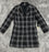 Donna Karan Women's Black Plaid Tweed Three Button Topper Jacket coat Size 14