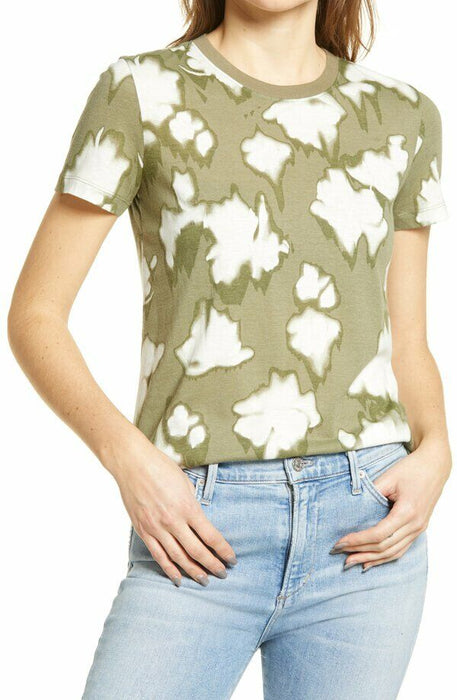 Halogen Olive Branch Fiona Floral Camo Tee Top in Olive Size M