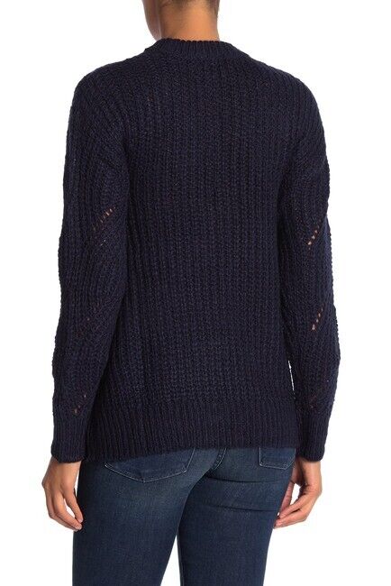 RXB Women's Acrylic Long Sleeve Cable Knit Pullover Sweater In Black Size S