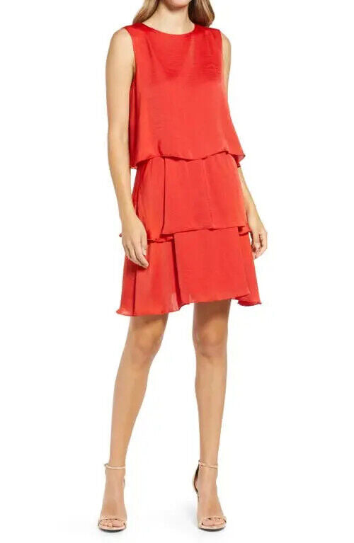 Sam Edelman Tiered Shift Dress In Red Size 12 $98