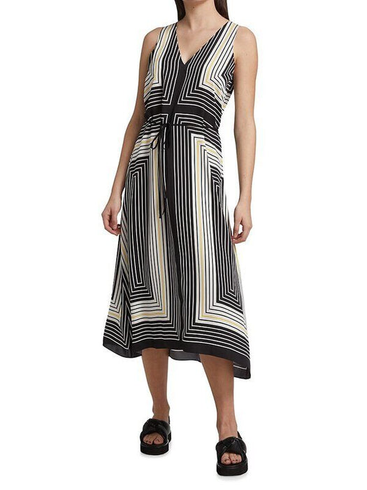 Theory Women's Silk Volume Sleeveless Midi Belted Dress Size S $495