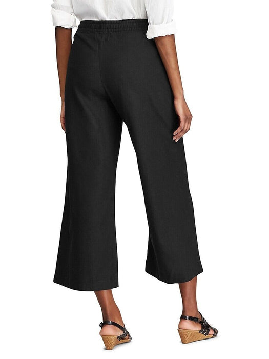 Chaps women's Farra Linen Blend Straight Pants In Black plus Size 2X