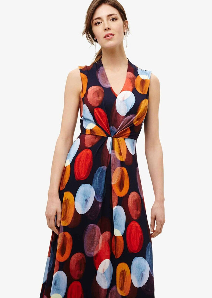 Phase Eight Josefina Maxi Sleeveless Dress in Navy/Multi Spot Size 6 US (10UK)