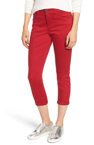 Wit & Wisdom Women Ab-Solution Crop Skinny Pants Ankle Skimmer Tomato Red Size 2