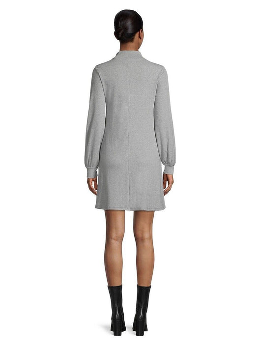 Design Lab Mockneck Blouson Sleeve Cotton Dress In Heather Gray Size XL NWT