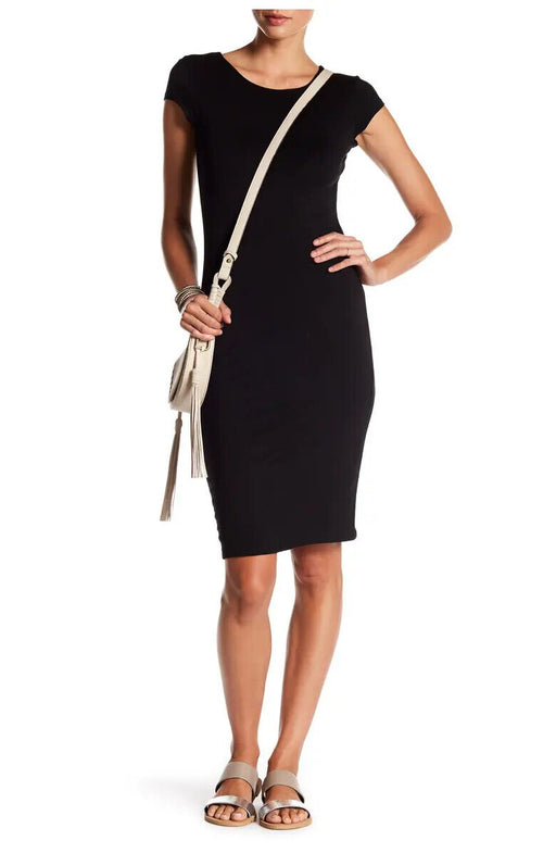 Velvet Torch Cap Sleeve Bodycon Dress Black Size XS