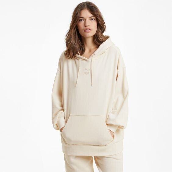 Puma Women' Classic Oversized Hoodie In Ivory Size L fits bigger