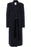 Sandro Women's Wool Blend Peak Lapel Velvet Tie Coat Navy Size 4 US / 36 FR $910