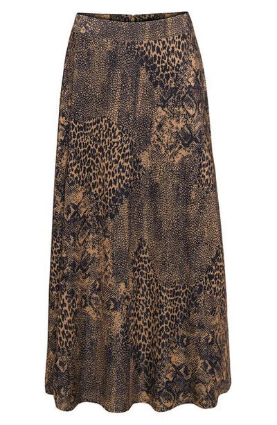 AFRM Women's Sophia Midi Skirt In Tan Animal Size XS $78