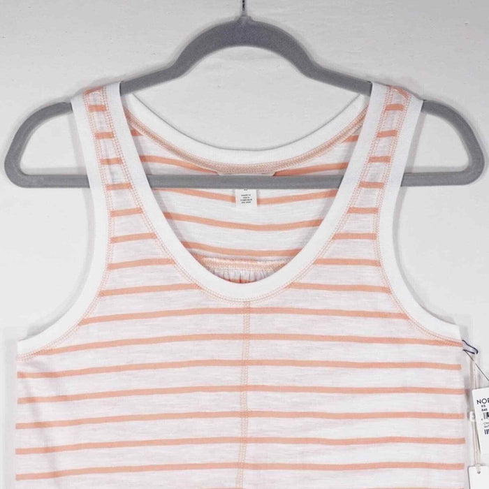Caslon Josephine Stripe Tank Top Front Seam Women's Size S White Coral NWT