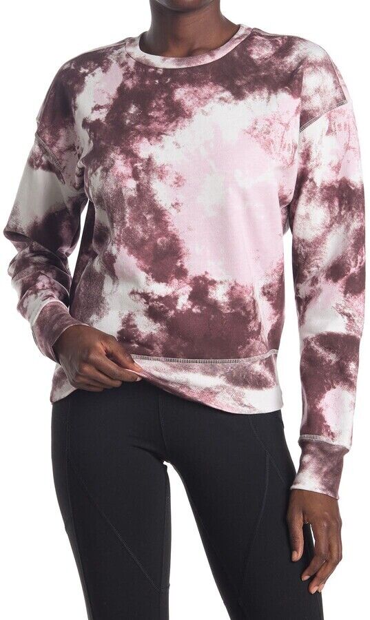 Z By Zella Maisie Tie Dye Pullover Sweatshirt In Burgundy Huckle Size S