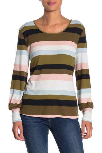14th & Union NORDSTROM  Stripe Long Sleeve cotton Top sweater size Petite M