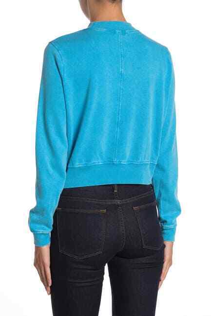 Love, Fire Washed Crew Neck Sweatshirt Hawaiian Surf Blue Size XS