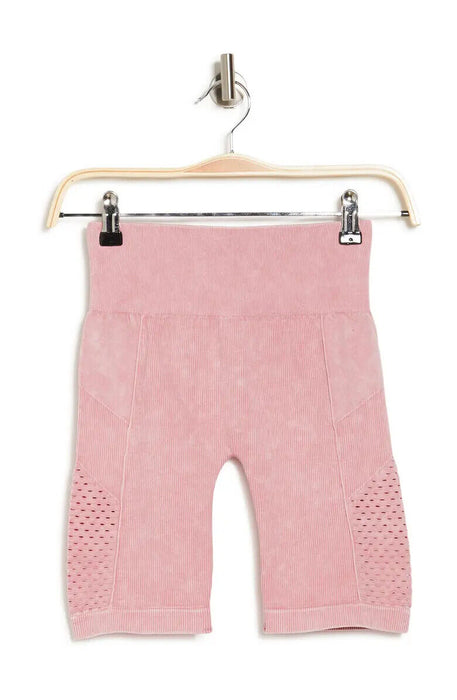 90 Degree By Reflex Seamless Washed Rib Knit Shorts Balmy Pink Size M