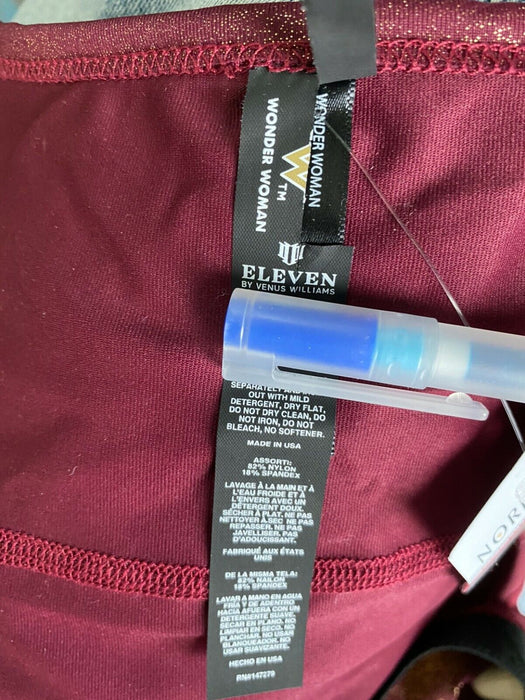 ELEVEN BY VENUS WILLIAMS Long Sleeve Crop Top In Deep Burgundy Size XS