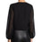 WAYF Women's Lace Trim Knotted Long Sleeve Blouse Black M MSRP $59