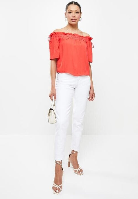 Guess women's Off shoulder bellatrix top  red size S