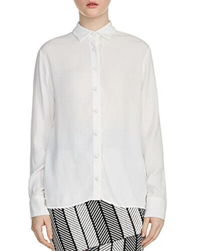 Maje Women's Cosmos Blouse With Frayed Trim In Ecru Size 3