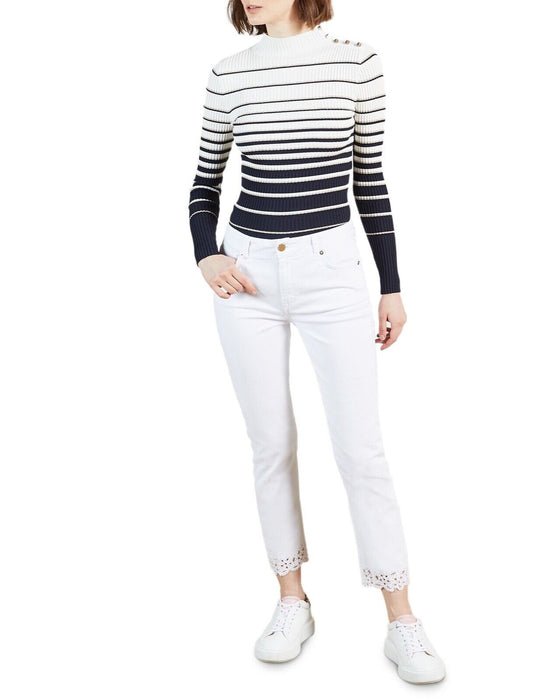 Ted Baker Jeans White Applique Hem Detail Skinny Lillya Women Size 26