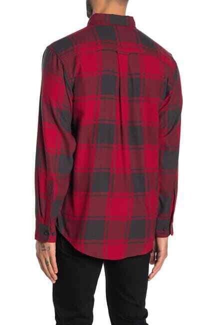 Wolverine Men's Pike Long Sleeve Flannel Regular Fit Shirt In Red Plaid Size XXL