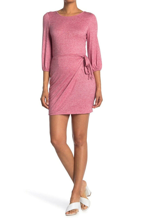 Kenedik Hacci Wrap Balloon Sleeve Dress In Heather Berry Size M 80S style