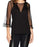 BCBGMAXAZRIA Ashleigh Sheer Sleeve Tencel Lyocell Top In Black Size S $127