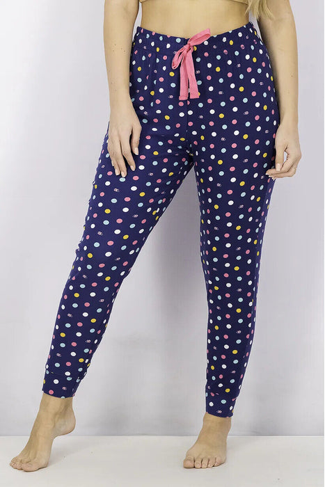 Jaclyn Intimates Women Polka Dots Drawstring Pyjama Pants Navy Size S