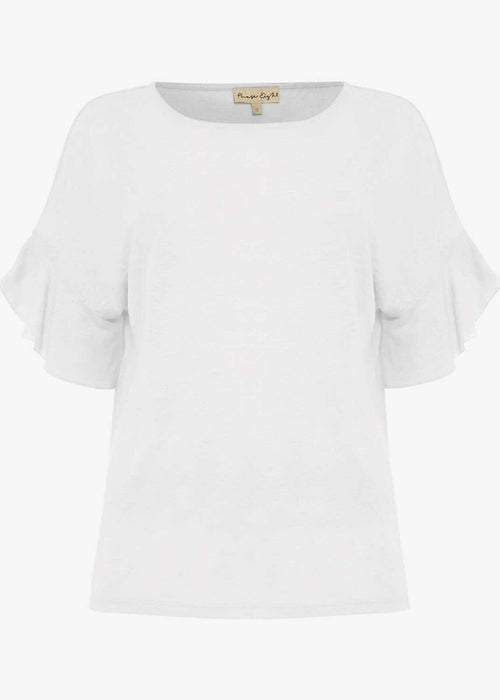 Phase Eight Leona Linen Short Sleeve Ruffle Top In Smoke Blue Size 14 $69