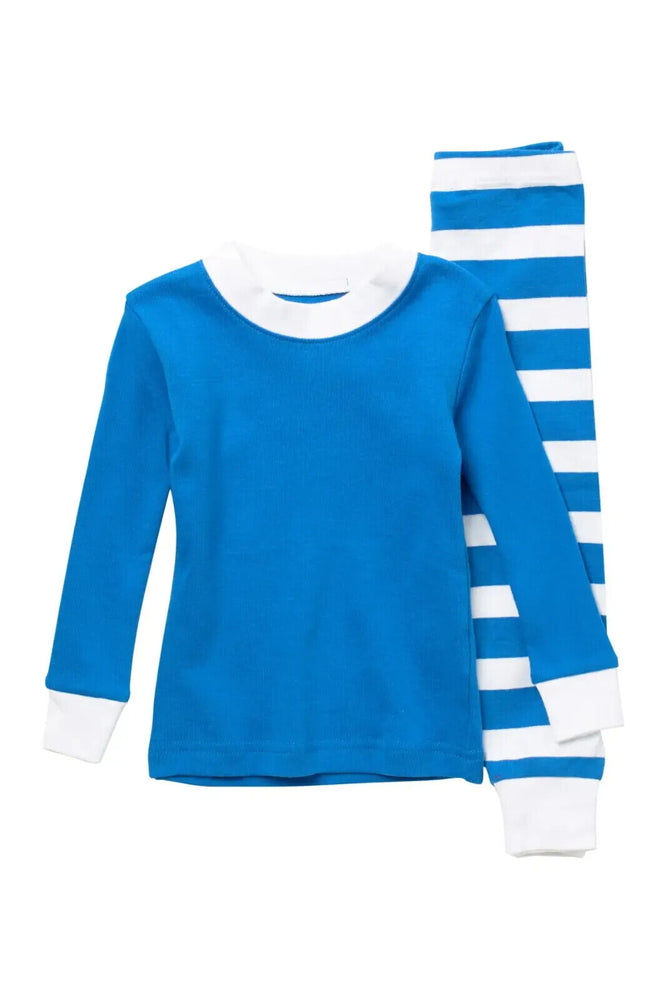 Sara's Prints Long John Baby Pyjama Set In Blue/White Size 12 Months