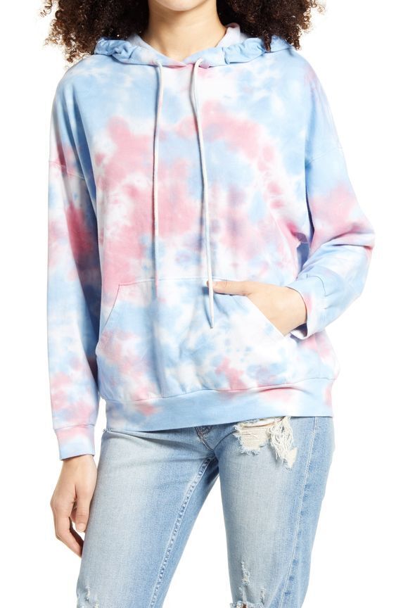 All In Favor Oversize Tie Dye Hoodie In Blue Pink Tie Dye Size XL