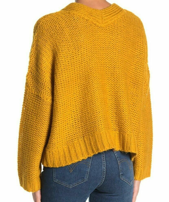 RDI women's Cozy Fisherman Cable Knit Cardigan Button Front Gold Yellow size S