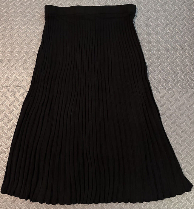 T Tahari Women's Black Gradated Rib Midi A-Line Skirt Size S