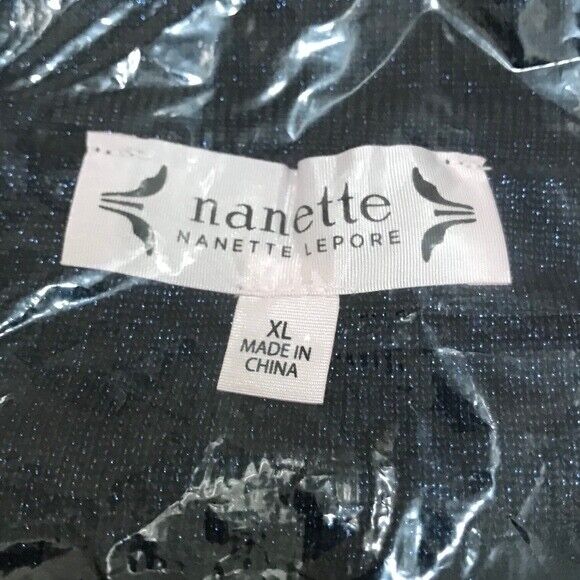 NANETTE nanette lepore Fringed Sweater Dress size XL $129  navy shimmering