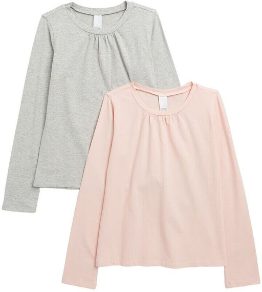 Harper Canyon Crew Neck Long Sleeve T-Shirt Pack Of 2 (White And Pink ) Size 8