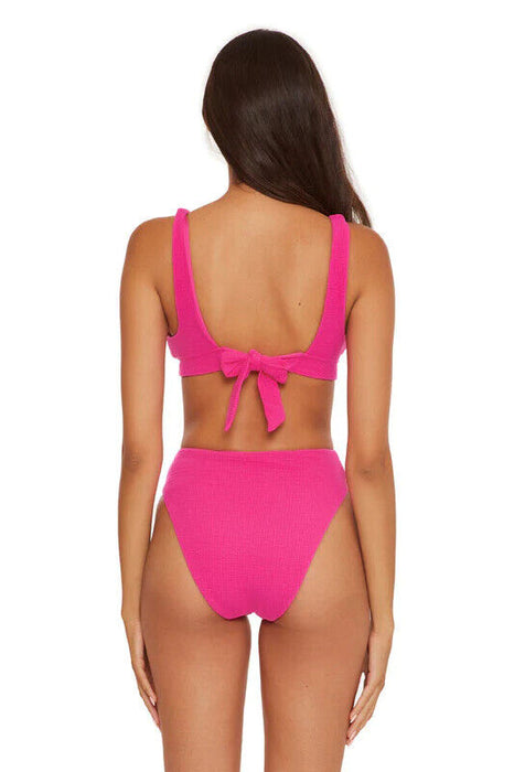 Becca Pucker Up Elliana Banded Over The Shoulder Halter Bikini Top Pink Size M