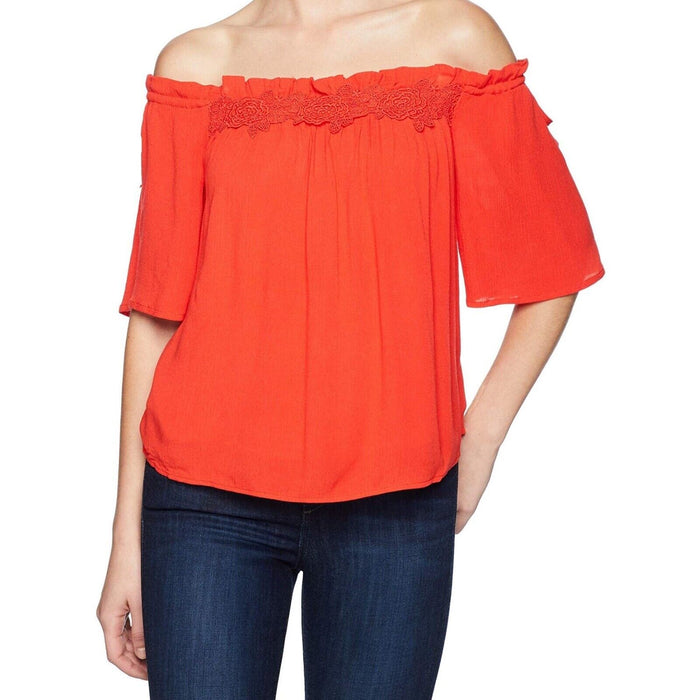 Guess women's Off shoulder bellatrix top  red size S