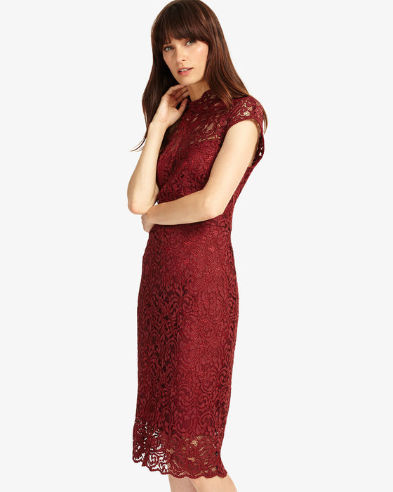 Phase Eight Women's Becky Sleeveless Lace Dress In Claret Red Size 12 US (16UK)