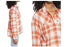 BP. Women's High/Low Bill Plaid Button-Up Shirt in Rust-Ivory Orange Size XS