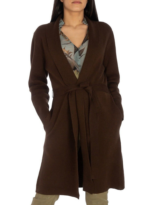 Guess Clarissa Cashmere Blend Long Sleeve Belted Cardigan In Brown Size L NWT