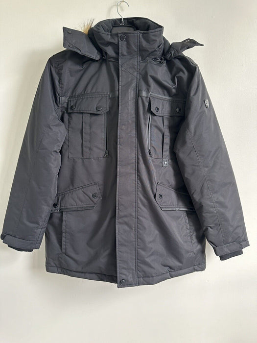 Noize mens Faux Fur-Trim coat jacket in black $270 -30c size XXL