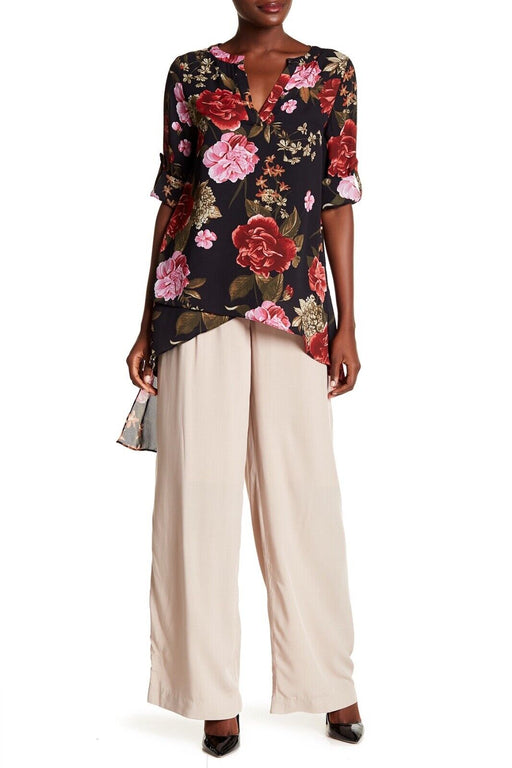 Catherine Catherine Malandrino Hi-Lo Woven Tunic Black Floral Print Size S $99