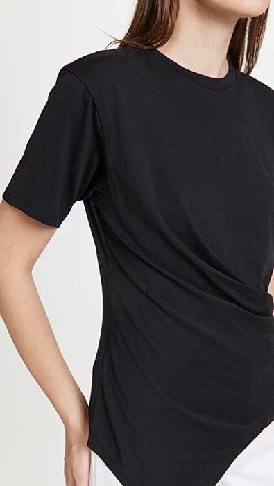 Theory Drape Tee Front Ruched In Black Size P
