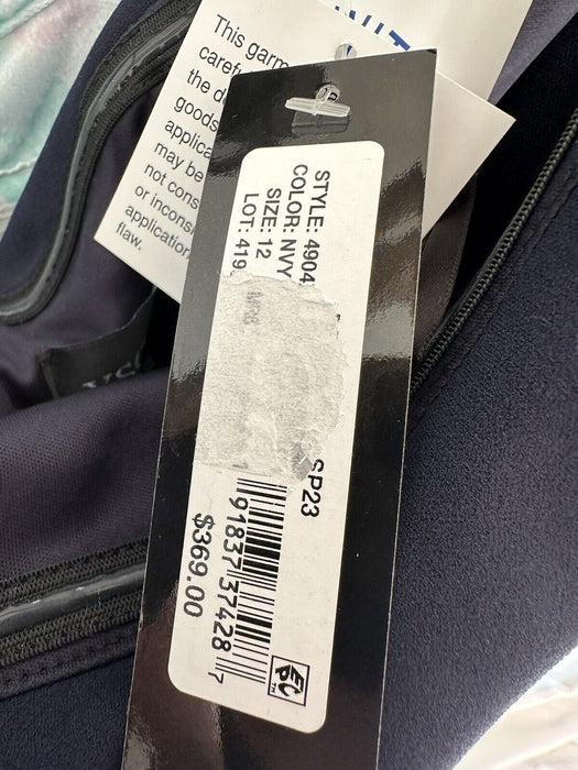 Xscape $369 Womens Wrenley Short Off The Shoulder Scuba Crepe Dress Navy Size 12